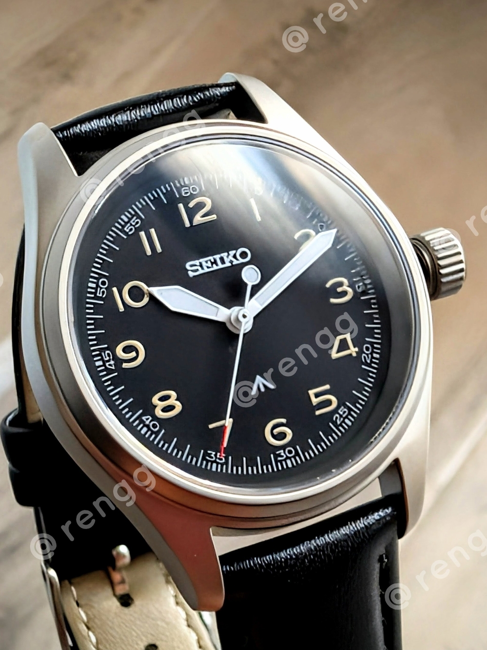 36mm Titanium Seiko Men's Black Mod Field Watch Sapphire Bold Easy Read